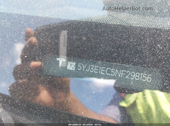 5YJ3E1EC5NF298156 2022 TESLA MODEL 3 Черный Вид подкапотного пространства