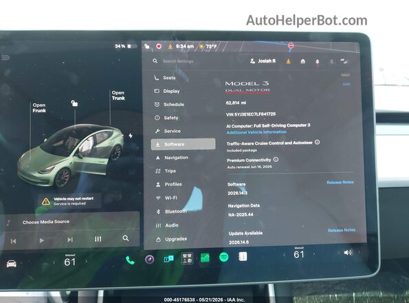 5YJ3E1EC7LF641725 2020 TESLA MODEL 3 Gray Հետևի նստատեղերի տեսք