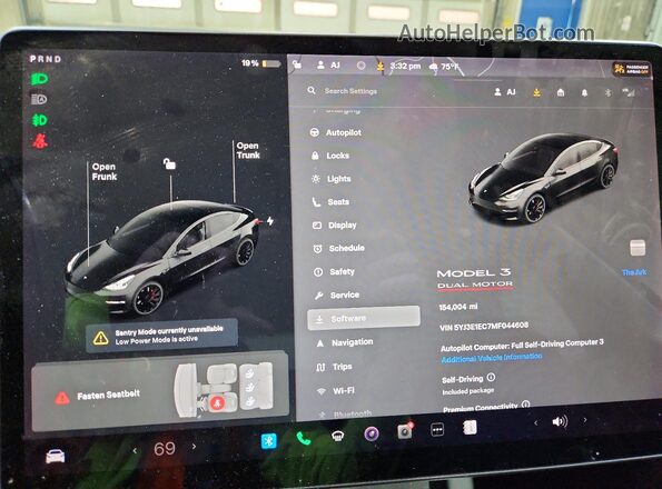 5YJ3E1EC7MF044608 2021 TESLA MODEL Black Սարքավորումների վահանակի տեսք
