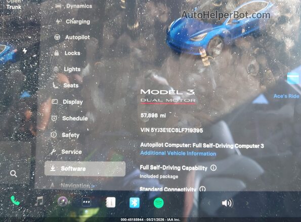 5YJ3E1EC8LF719395 2020 TESLA MODEL 3 Синий 
