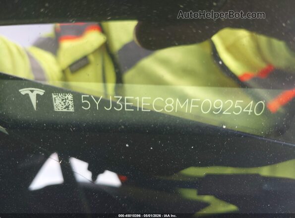 5YJ3E1EC8MF092540 2021 TESLA MODEL 3 Blue Widok komory silnika
