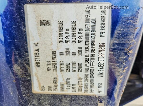 5YJ3E1ET3RF788987 2024 TESLA MODEL Синий 
