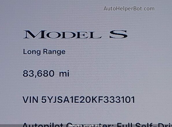 5YJSA1E20KF333101 2019 TESLA MODEL S Black 