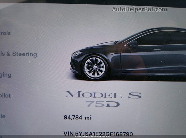 5YJSA1E22GF168790 2016 TESLA MODEL S Gray 