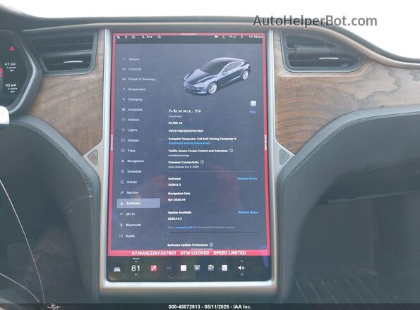 5YJSA1E22KF347601 2019 TESLA MODEL S Gray 
