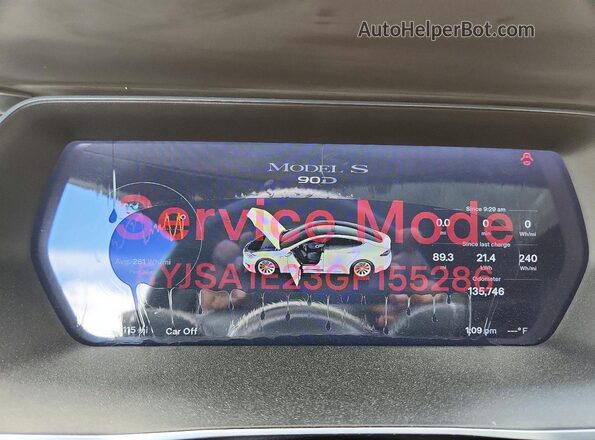 5YJSA1E23GF155286 2016 TESLA MODEL White Vista del cuadro de instrumentos