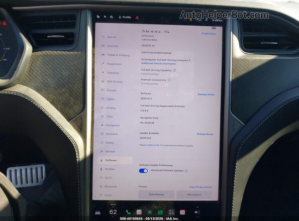 5YJSA1E46KF338448 2019 TESLA MODEL S Black 