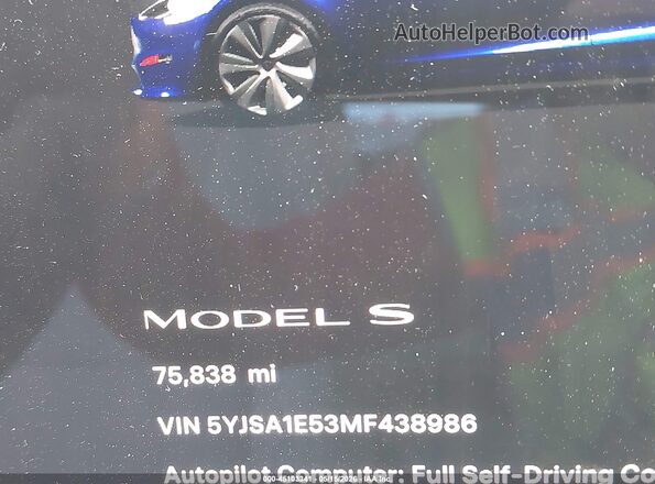5YJSA1E53MF438986 2021 TESLA MODEL S Blue უკანა სავარძლების ხედი