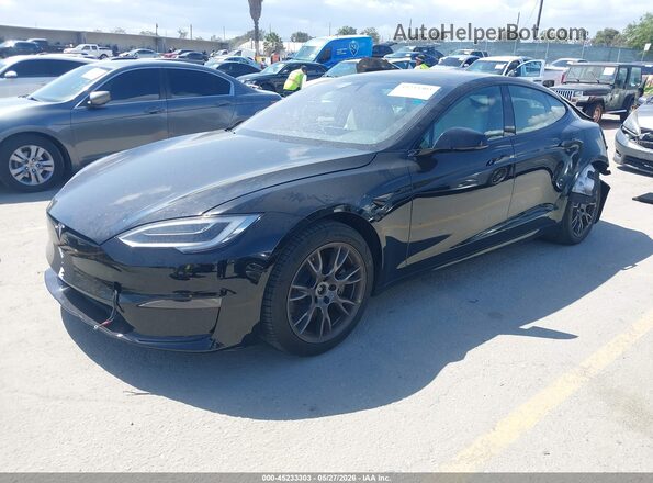 5YJSA1E54NF459010 2022 TESLA MODEL S Black Vista tres cuartos delantera izquierda