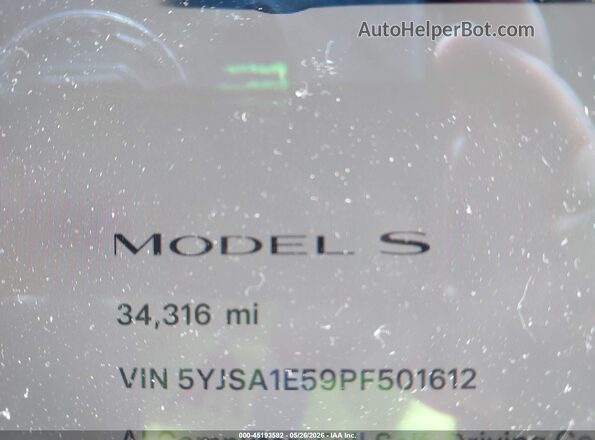 5YJSA1E59PF501612 2023 TESLA MODEL S Red უკანა სალონის ხედი