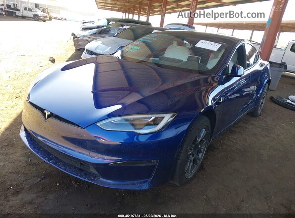5YJSA1E64MF453084 2021 TESLA MODEL S Blue წინა მარცხენა ხედი სამი მეოთხედიდან