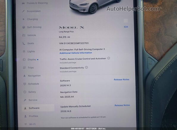 5YJXCBE2XMF323703 2021 TESLA MODEL X White Widok tylnych siedzeń