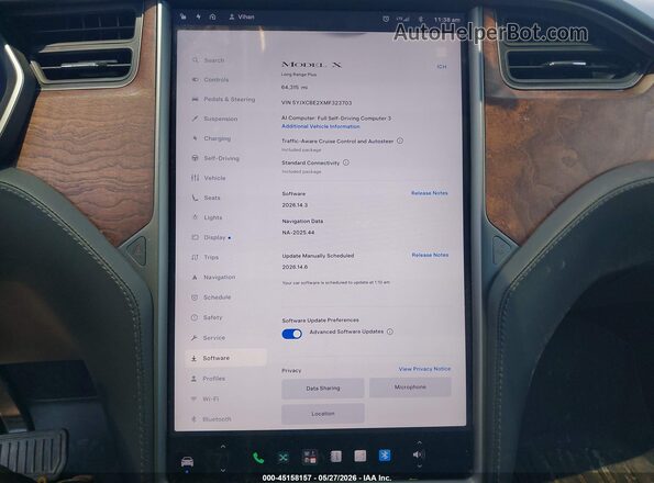 5YJXCBE2XMF323703 2021 TESLA MODEL X White 