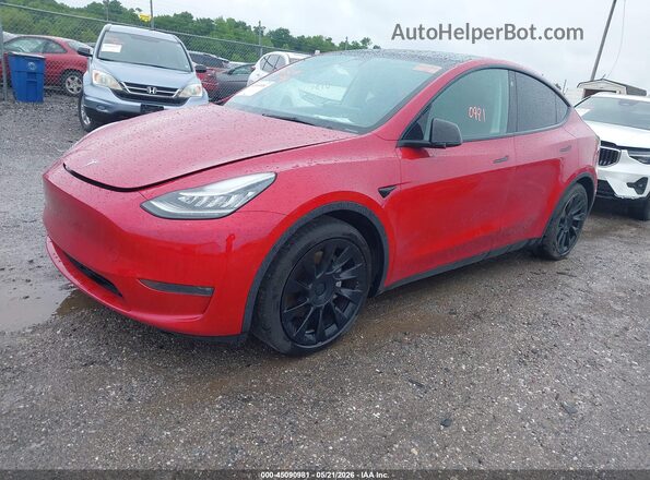 5YJYGAEE4MF155375 2021 TESLA MODEL Y Red წინა მარცხენა ხედი სამი მეოთხედიდან