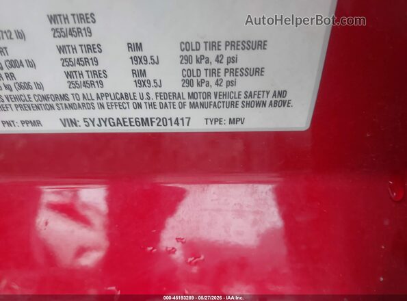5YJYGAEE6MF201417 2021 TESLA MODEL Y Red Engine compartment view