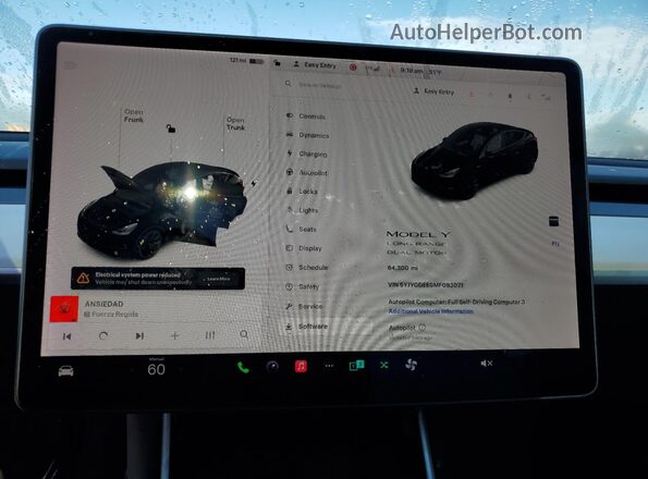 5YJYGDEE0MF093071 2021 TESLA MODEL Black Սարքավորումների վահանակի տեսք