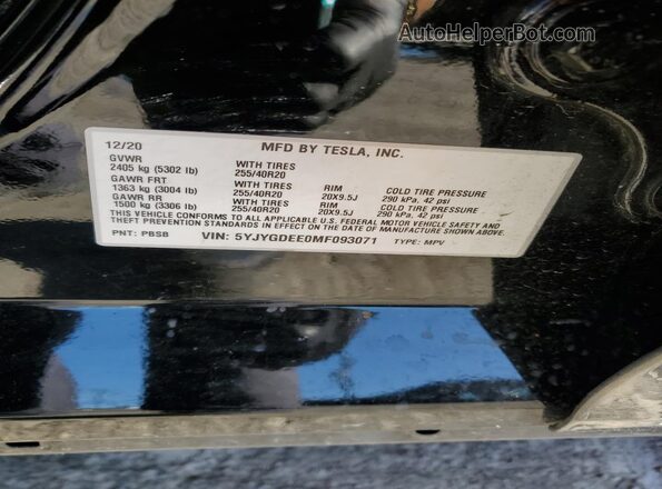 5YJYGDEE0MF093071 2021 TESLA MODEL Black Շարժիչի բաժամունքի տեսք