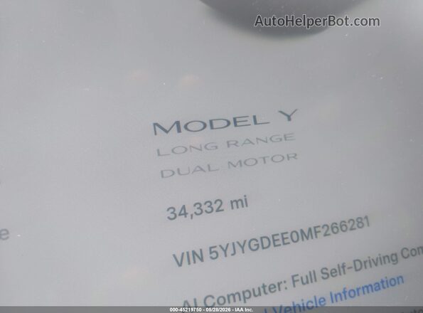 5YJYGDEE0MF266281 2021 TESLA MODEL Y Black 
