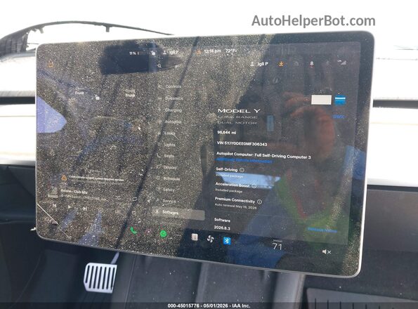5YJYGDEE0MF306343 2021 TESLA MODEL Y White 