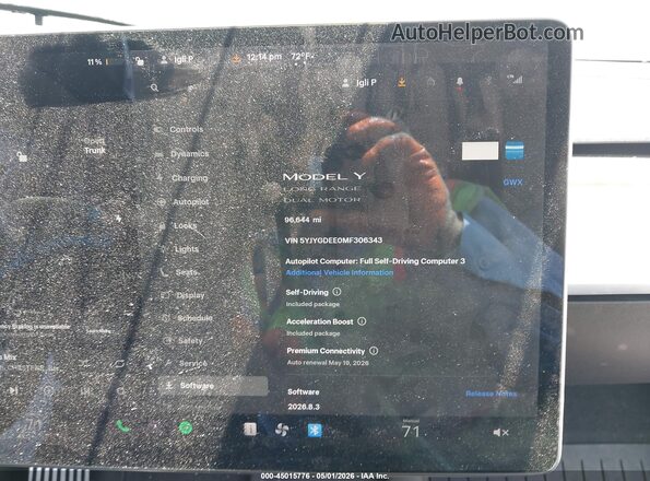 5YJYGDEE0MF306343 2021 TESLA MODEL Y White Widok tylnych siedzeń