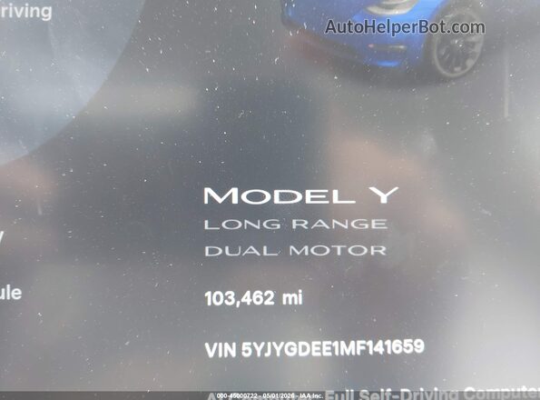 5YJYGDEE1MF141659 2021 TESLA MODEL Y Blue 