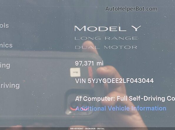 5YJYGDEE2LF043044 2020 TESLA MODEL Y Blue 