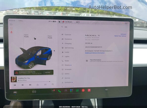 5YJYGDEE2MF061173 2021 TESLA MODEL Y Blue Вид задніх сидінь