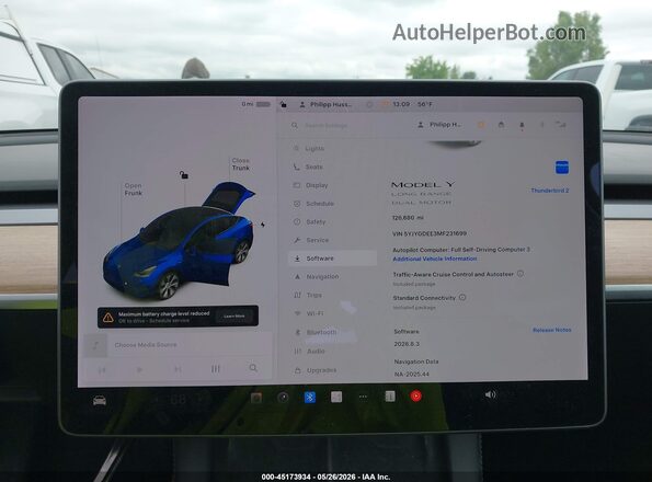5YJYGDEE3MF231699 2021 TESLA MODEL Y Синий Вид задних сидений