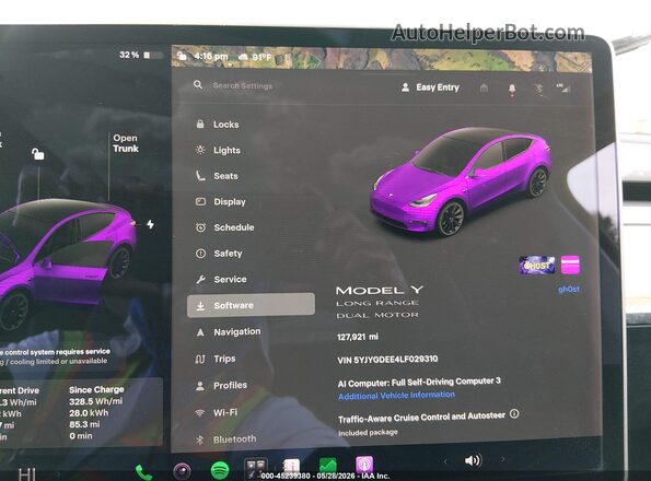 5YJYGDEE4LF029310 2020 TESLA MODEL Y Gray Вид задніх сидінь