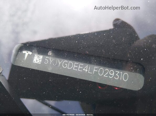 5YJYGDEE4LF029310 2020 TESLA MODEL Y Gray 
