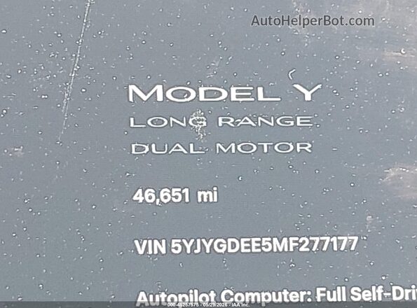 5YJYGDEE5MF277177 2021 TESLA MODEL Y Красный 