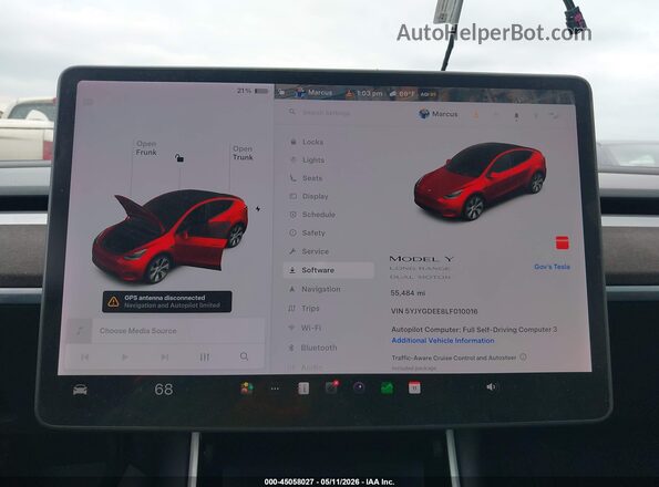 5YJYGDEE8LF010016 2020 TESLA MODEL Y Red 