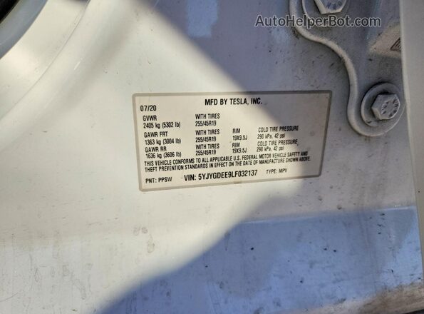5YJYGDEE9LF032137 2020 TESLA MODEL White 