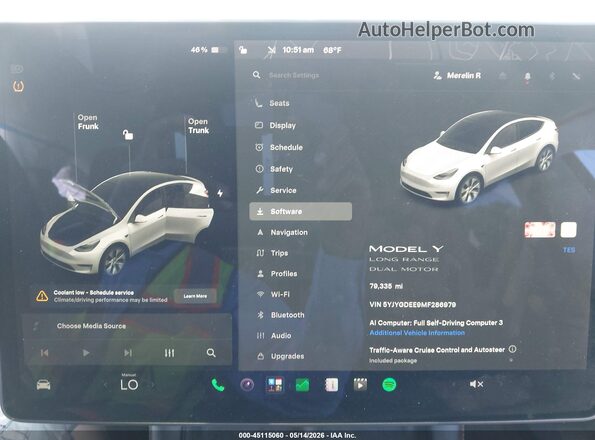 5YJYGDEE9MF286979 2021 TESLA MODEL Y White უკანა სავარძლების ხედი