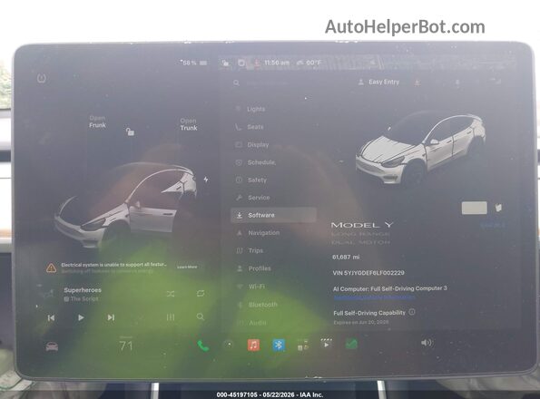 5YJYGDEF6LF002229 2020 TESLA MODEL Y Red Vista de los asientos traseros
