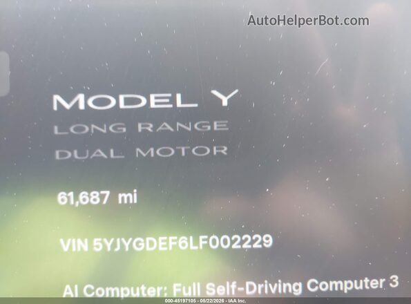 5YJYGDEF6LF002229 2020 TESLA MODEL Y Red 