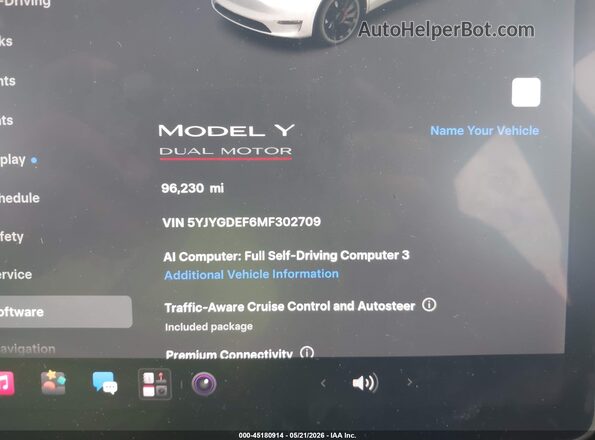 5YJYGDEF6MF302709 2021 TESLA MODEL Y White Vista de los asientos traseros