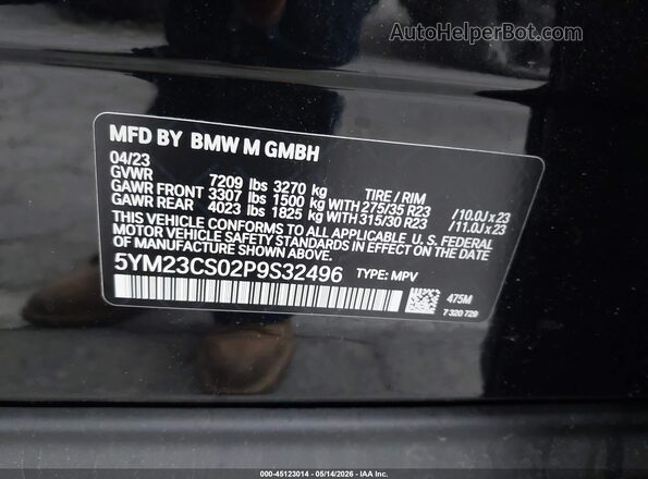 5YM23CS02P9S32496 2023 BMW XM Black Вид підкапотного простору