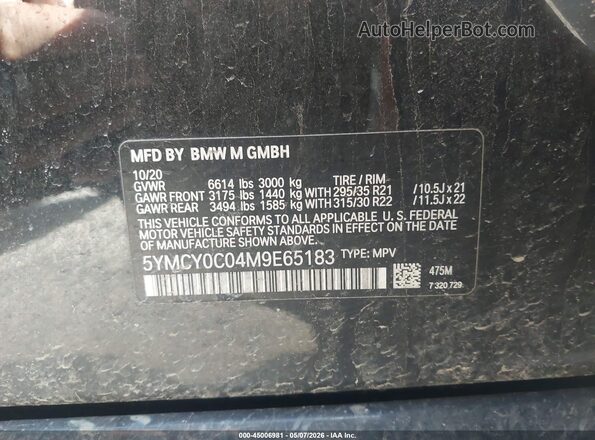 5YMCY0C04M9E65183 2021 BMW X6 M Black Widok komory silnika