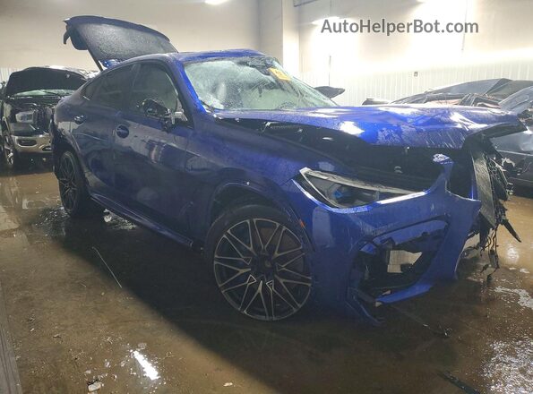 5YMCY0C06M9F10446 2021 BMW X6 Blue Delantero derecho