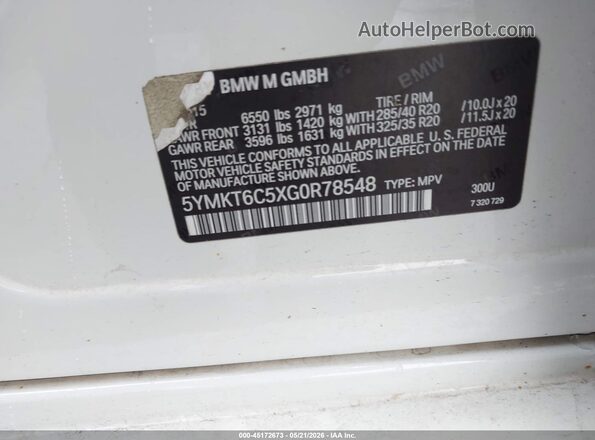 5YMKT6C5XG0R78548 2016 BMW X5 White Շարժիչի բաժամունքի տեսք