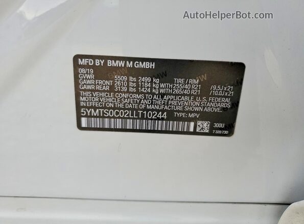 5YMTS0C02LLT10244 2020 BMW X3 White Engine compartment view
