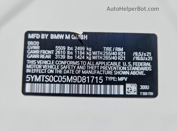 5YMTS0C05M9D81715 2021 BMW X3 White Панорамний вид салону 360°