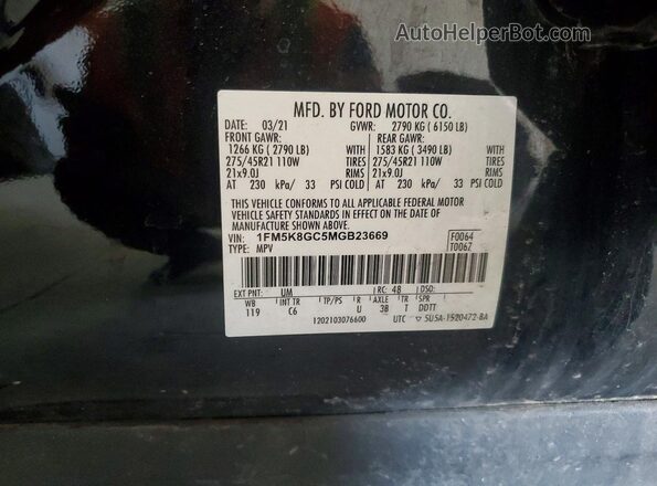 1FM5K8GC5MGB23669 2021 FORD EXPLORER Black 