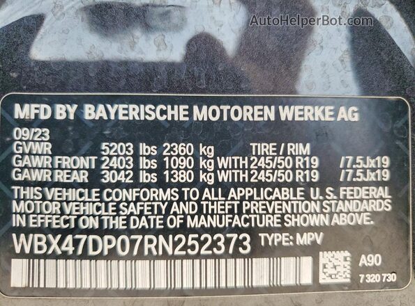 WBX47DP07RN252373 2024 BMW X3 Charcoal Widok wnętrza 360 stopni