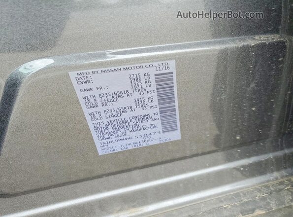 5N1DL0MM4HC510475 2017 INFINITI QX60 Charcoal 