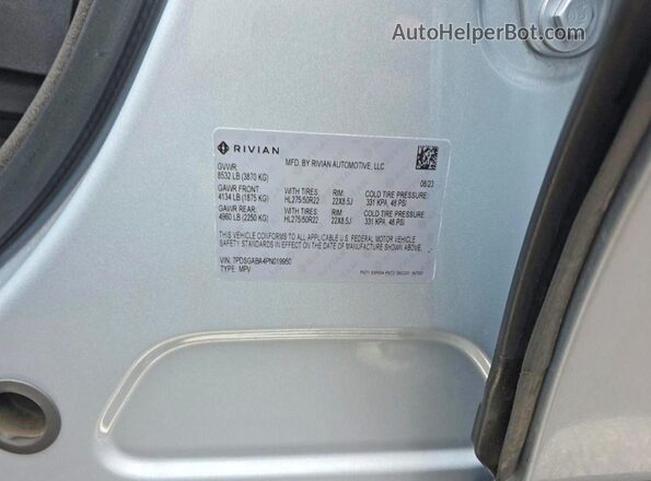 7PDSGABA4PN019950 2023 RIVIAN R1S Gray 