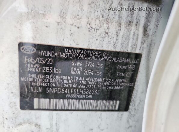 5NPD84LF5LH586235 2020 HYUNDAI ELANTRA White 
