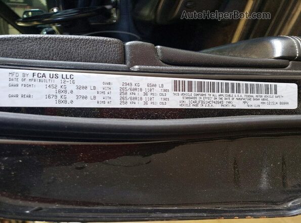1C4RJFBG1HC742645 2017 JEEP GRAND Black Панорамний вид салону 360°