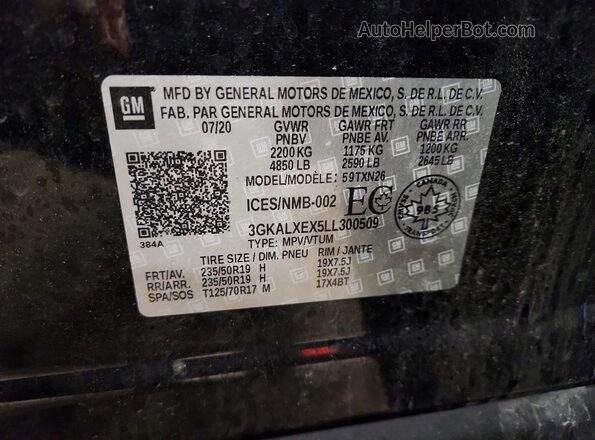 3GKALXEX5LL300509 2020 GMC TERRAIN Black სალონის 360-გრადუსიანი ხედი
